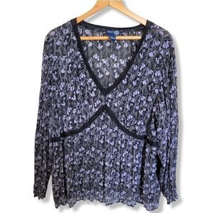 Venezia/ lane bryant purple and black long sleeve flowy top size 26/28